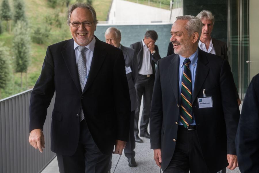 Da sinistra: Dick Marty con Jacques Baud al Möbius 2016